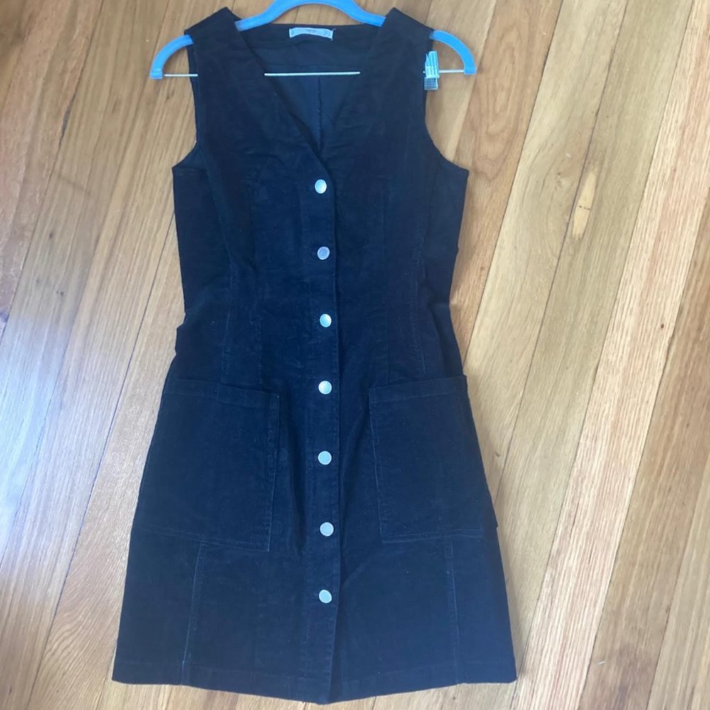 Black Corduroy Button-Down dress